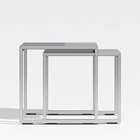 Dune Outdoor Nesting Tables with Charcoal Painted Glass Set of Two