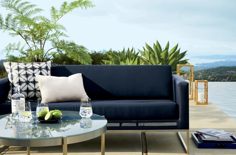Dune Round Outdoor Coffee Table with Charcoal Painted Glass