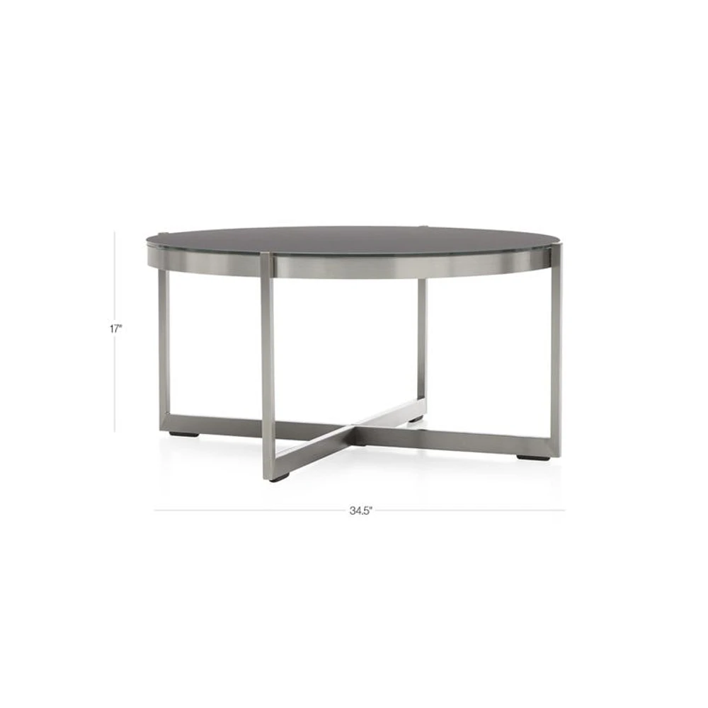 Dune Round Outdoor Coffee Table with Charcoal Painted Glass