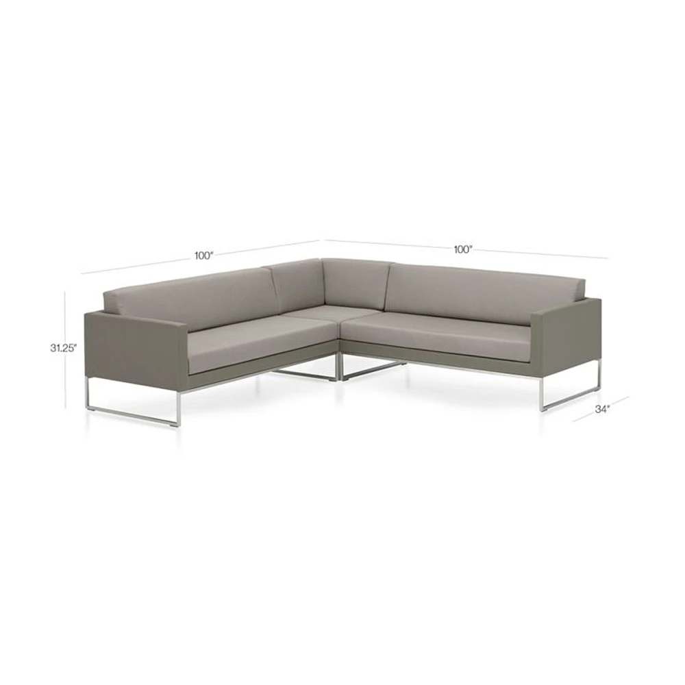 Dune 3-Piece Taupe L-Shaped Outdoor Sectional Sofa with Sunbrella ® Cushions