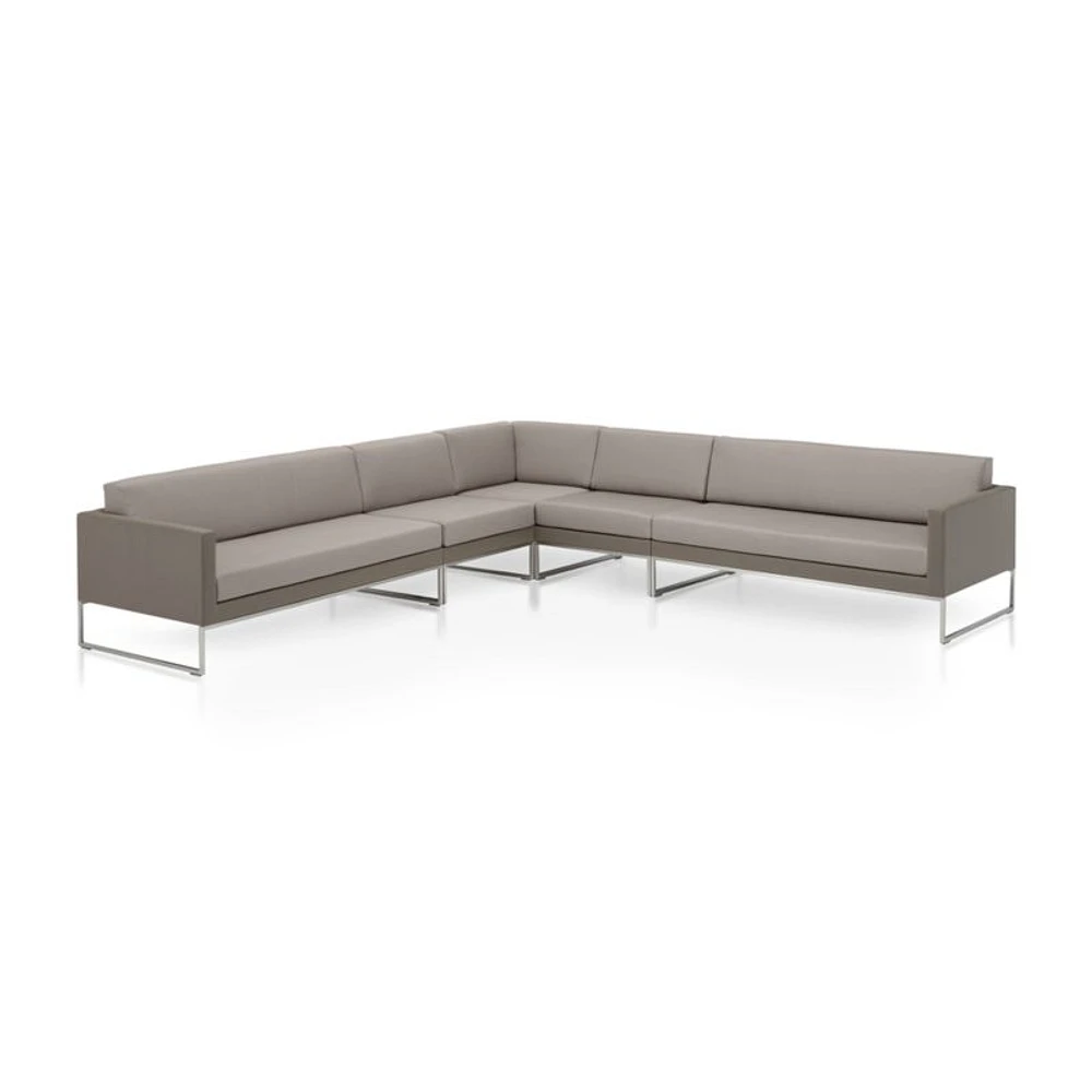 Dune 5-Piece Taupe L-Shaped Outdoor Sectional Sofa with Sunbrella ® Cushions