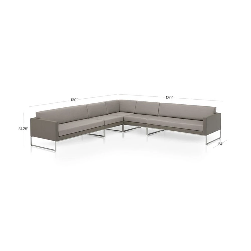 Dune 5-Piece Taupe L-Shaped Outdoor Sectional Sofa with Sunbrella ® Cushions