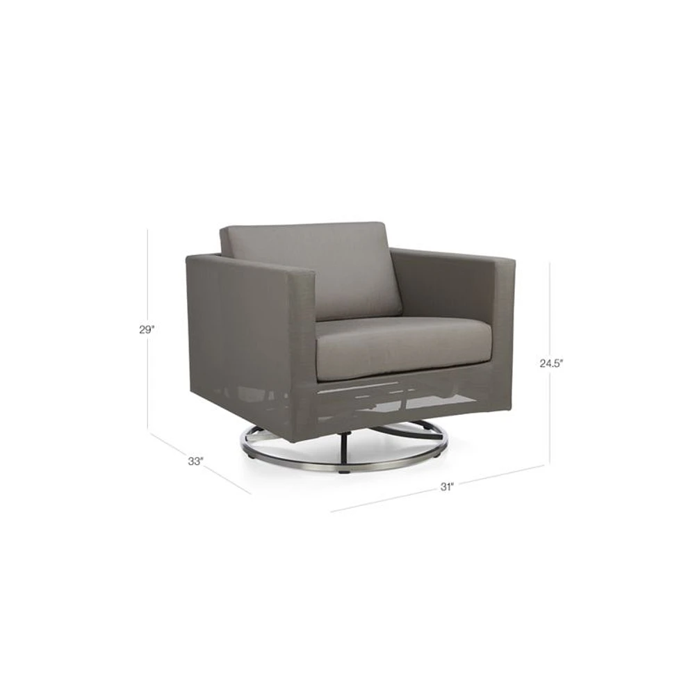 Dune Black Outdoor Swivel Lounge Chair with Cushions
