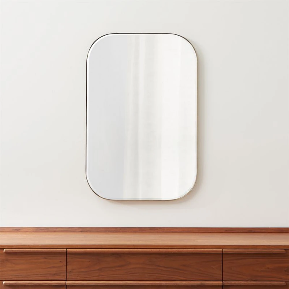 Edge Medium Brass Rounded Rectangle Wall Mirror 36"x24"