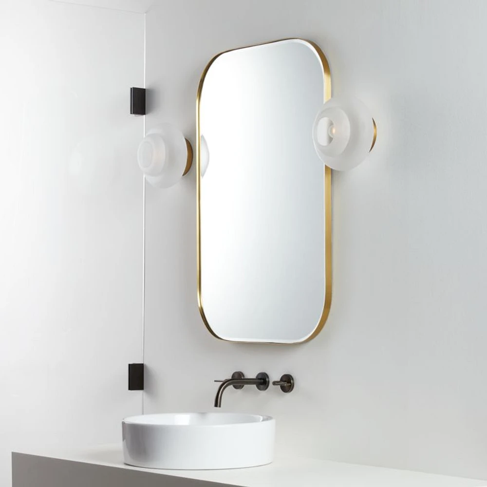 Edge Medium Brass Rounded Rectangle Wall Mirror 36"x24"