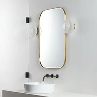 Edge Medium Brass Rounded Rectangle Wall Mirror 36"x24"