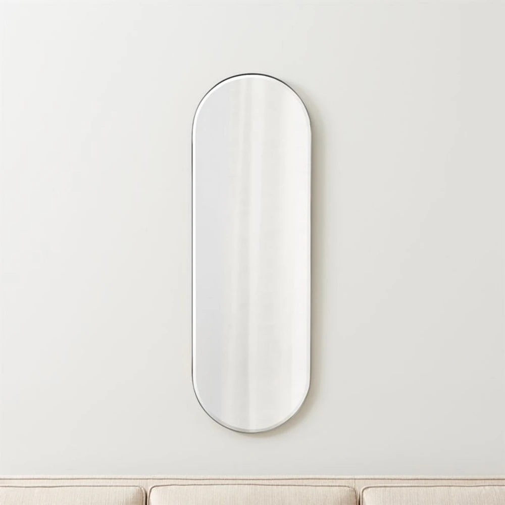 Edge Small Silver Capsule Wall Mirror 16"x48"