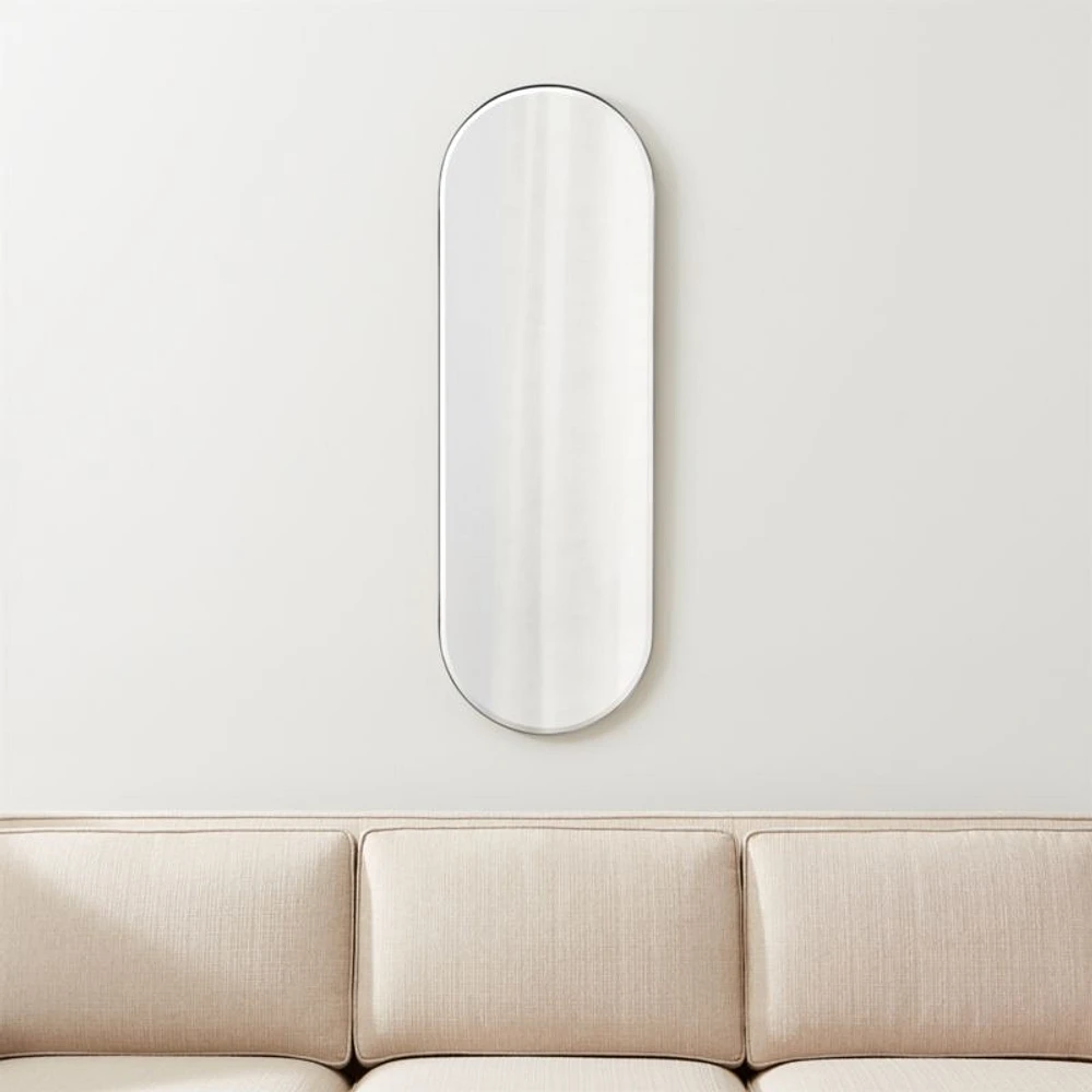 Edge Small Silver Capsule Wall Mirror 16"x48"