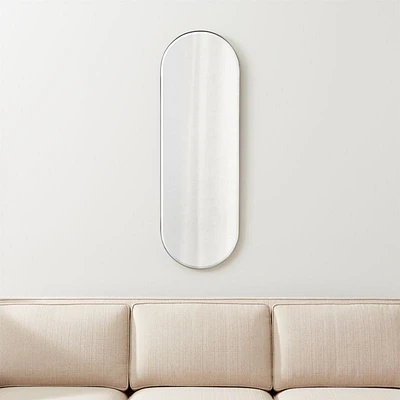 Edge Small Silver Capsule Wall Mirror 16"x48"