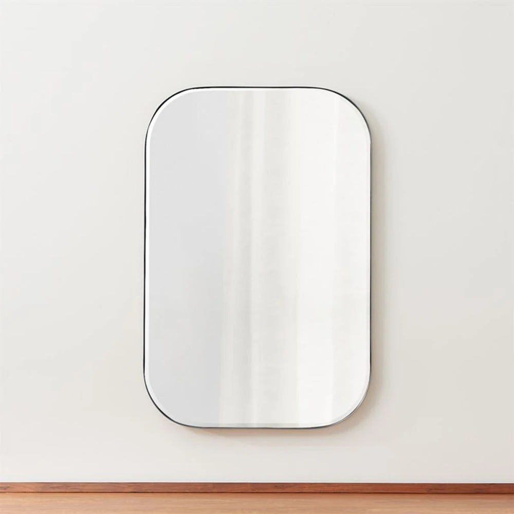 Edge Medium Silver Rounded Rectangle Wall Mirror 36"x24"