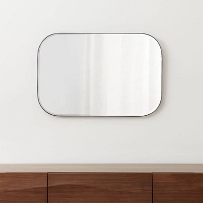 Edge Black Rounded Rectangle Wall Mirror 36"x24"