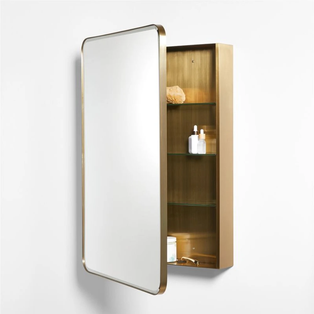 Edge Large Brass Rounded Rectangle Medicine Cabinet