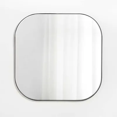 Edge Black Rounded Square Wall Mirror