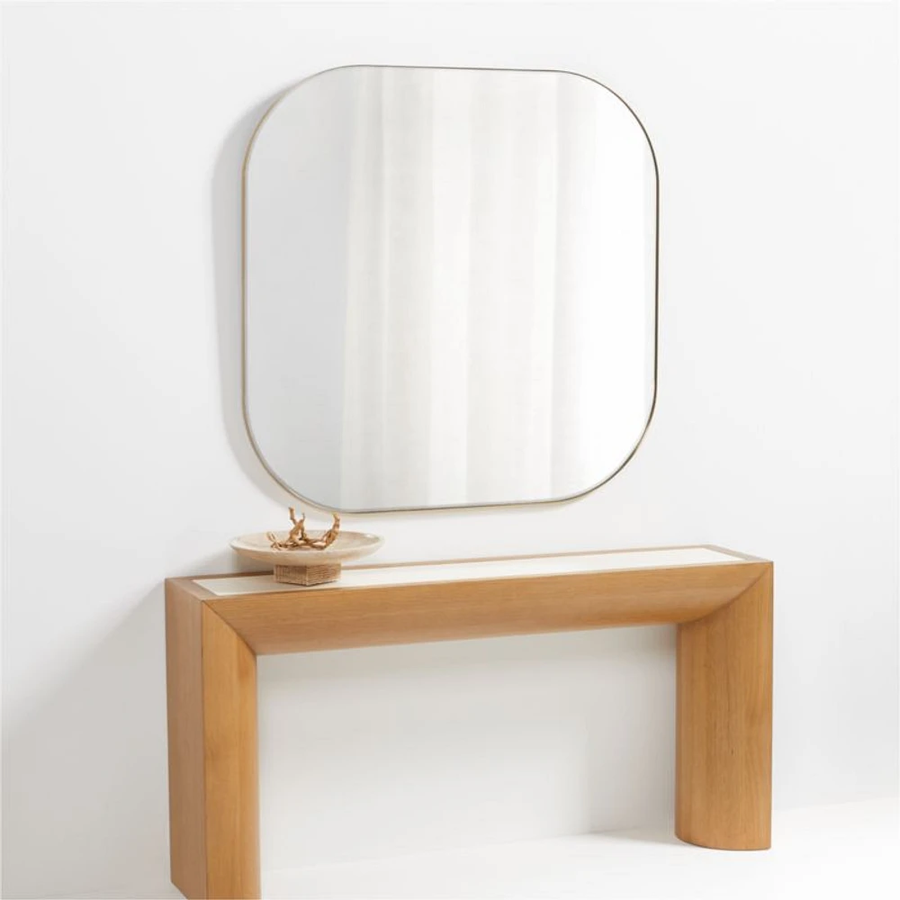 Edge Brass Rounded Square Wall Mirror