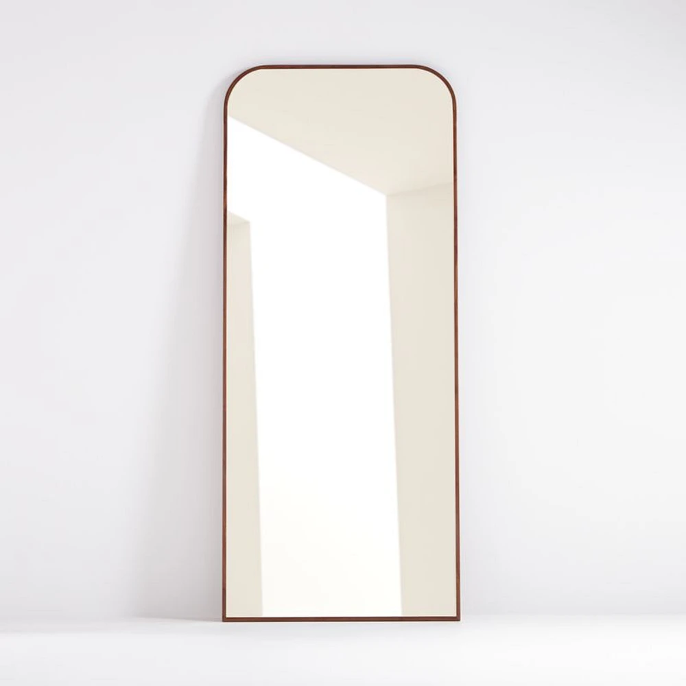 Edge Walnut Arch Rectangle Floor Mirror 32"x76"