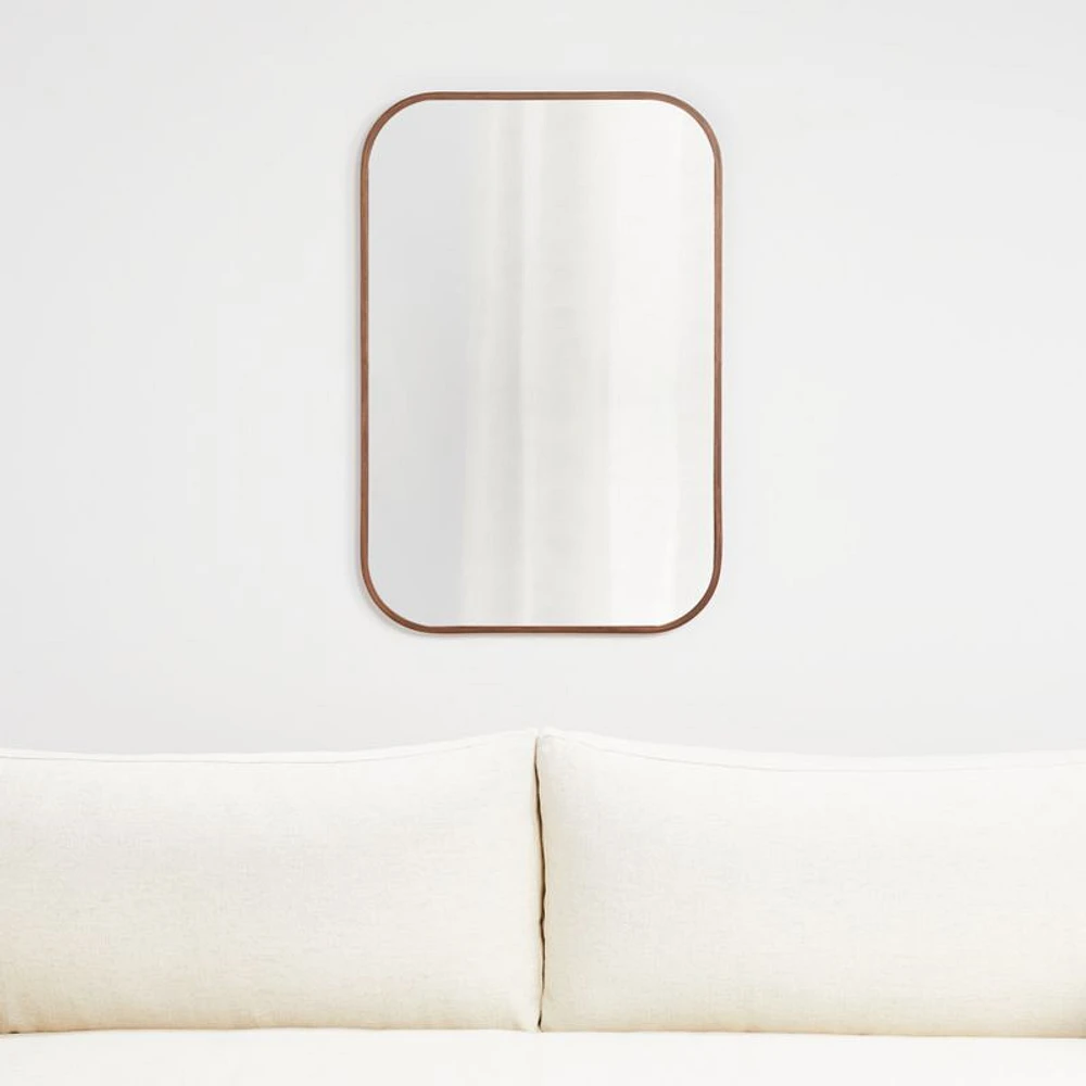 Edge Medium Walnut Rounded Rectangle Mirror 36"x24"
