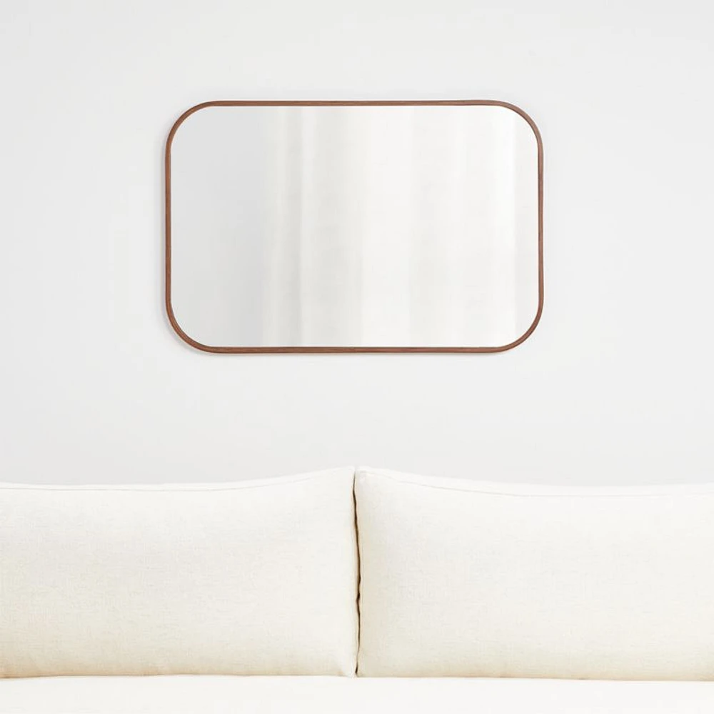 Edge Medium Walnut Rounded Rectangle Mirror 36"x24"