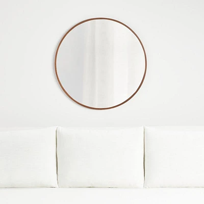 Edge Small Walnut Round Wall Mirror 30"