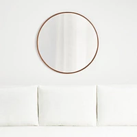 Edge Small Walnut Round Wall Mirror 30"