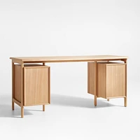 Elias 66" Natural Elm Wood Desk with File Cabinet