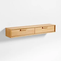 Elias Natural Wood Floating Shelf with Drawer