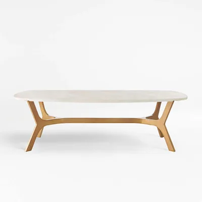 Elke Rectangular Marble Coffee Table with Brass Base