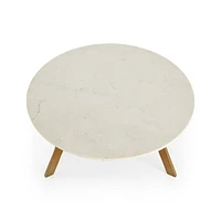 Elke White Marble and Brass Aluminum 35.5" Rectangular Coffee Table