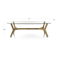 Elke Rectangular Glass Coffee Table with Brass Base