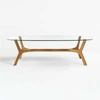 Elke Rectangular Glass Coffee Table with Brass Base