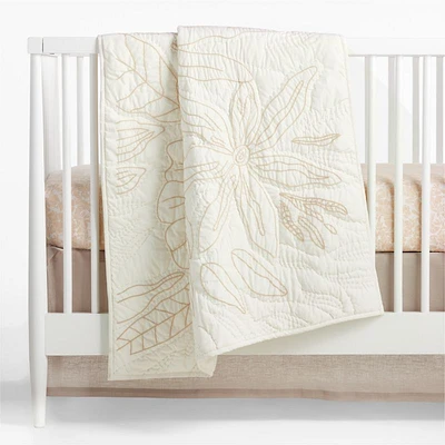 Ellsworth Organic White Floral Baby Crib Quilt