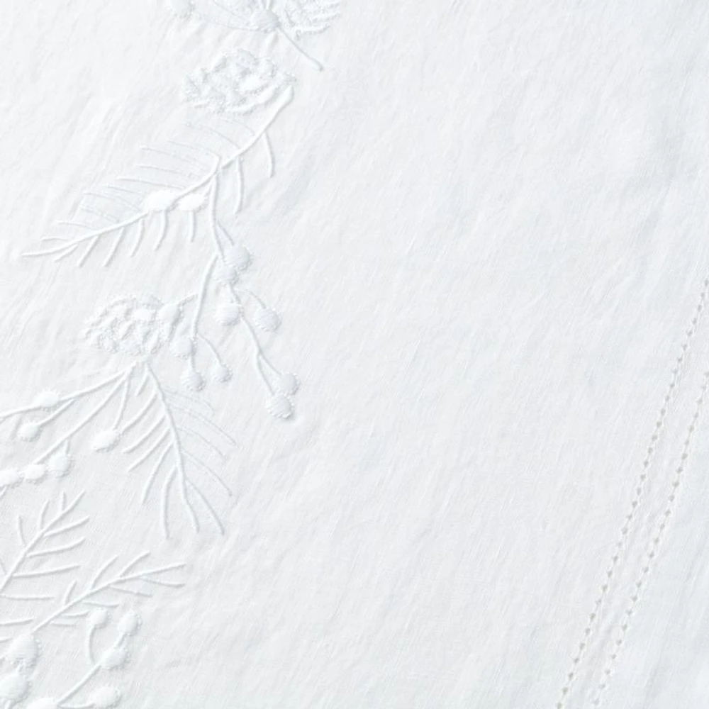 Embroidered Pinecone 120" EUROPEAN FLAX ™-Certified Linen Table Runner