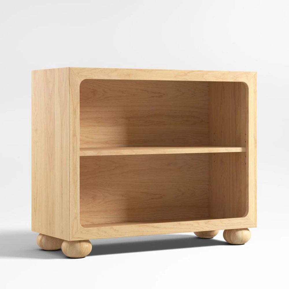 Emery Natural Oak Wood 2-Shelf Kids Bookcase