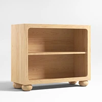 Emery Natural Oak Wood 2-Shelf Kids Bookcase