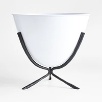 Emery 18" x 18" Low Black and White Metal Indoor/Outdoor Planter