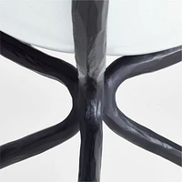 Emery 18" x 18" Low Black and White Metal Indoor/Outdoor Planter