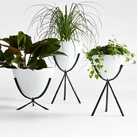 Emery 18" x 18" Low Black and White Metal Indoor/Outdoor Planter