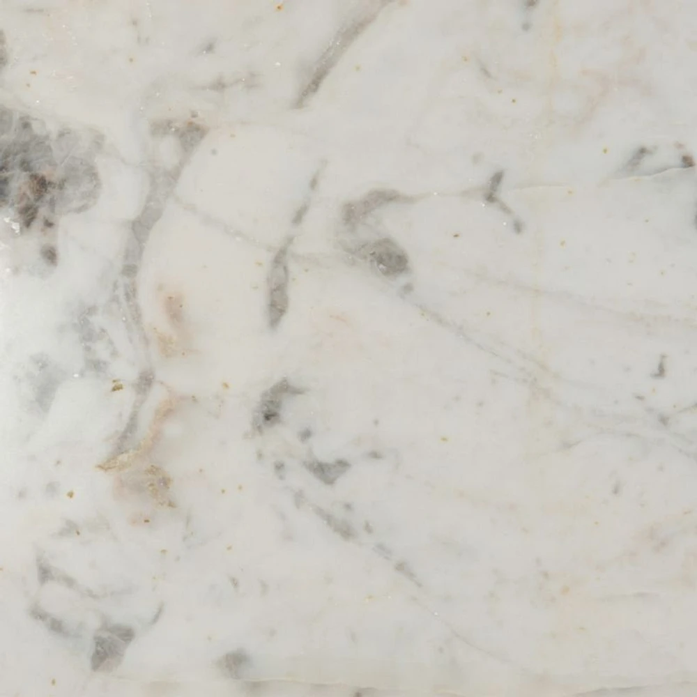 Emilia White Marble and Grey Iron 40" Polygon Coffee Table