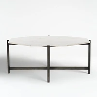 Emilia White Marble and Grey Iron 40" Polygon Coffee Table