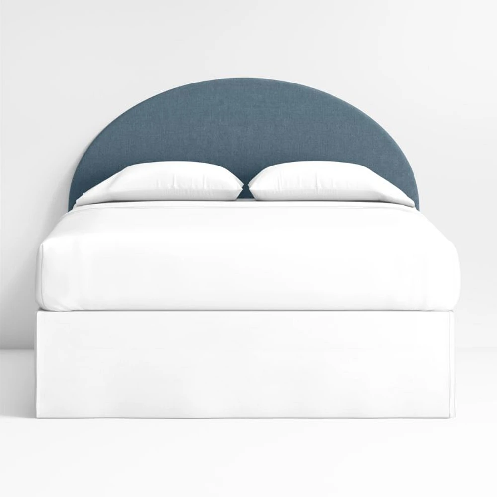 Emma Denim Blue Upholstered Arched Kids Full Headboard