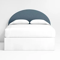 Emma Denim Blue Upholstered Arched Kids Full Headboard