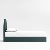 Emma Jungle Green Upholstered Arched Kids Twin Storage Bed