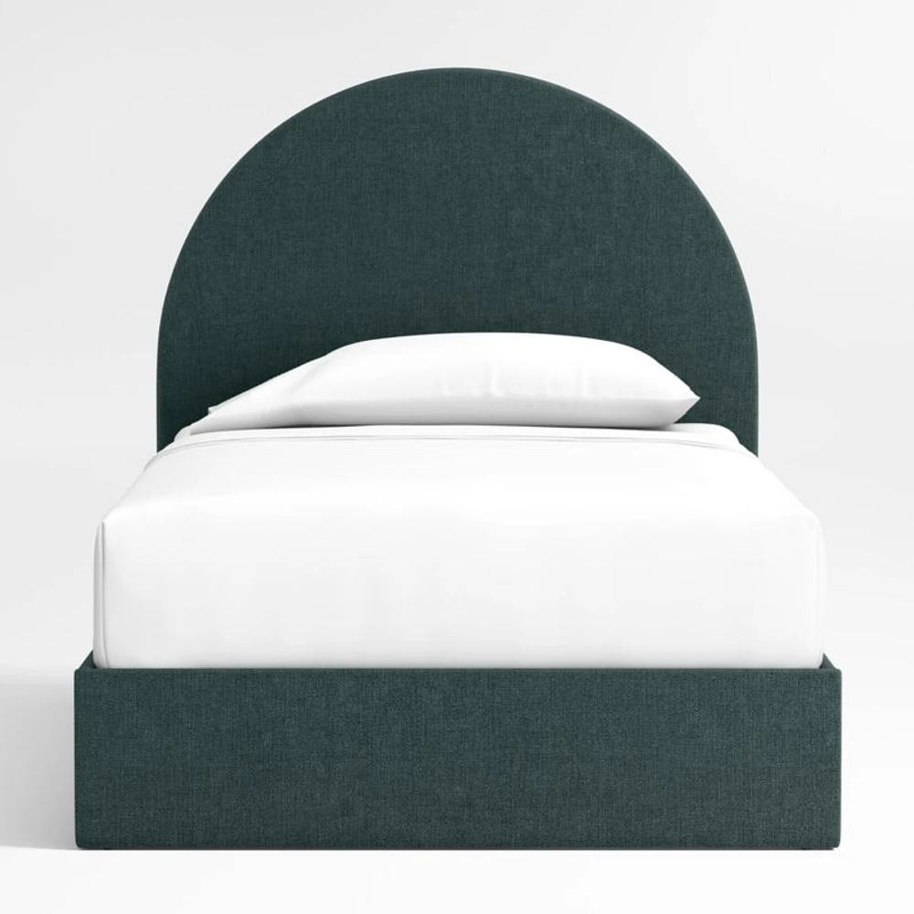 Emma Jungle Green Upholstered Arched Kids Twin Storage Bed