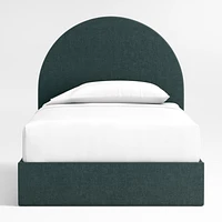 Emma Jungle Green Upholstered Arched Kids Twin Storage Bed