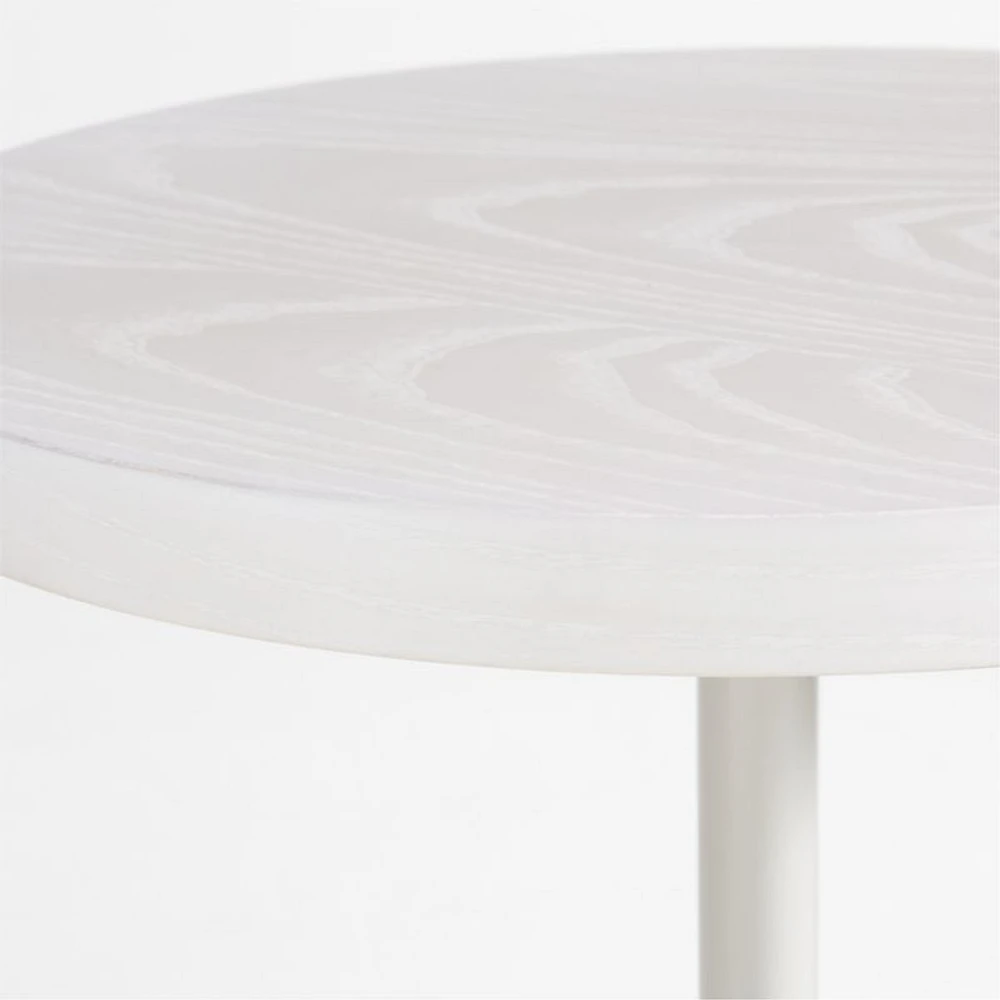 Emme White Wood Round Pedestal Nursery Side Table