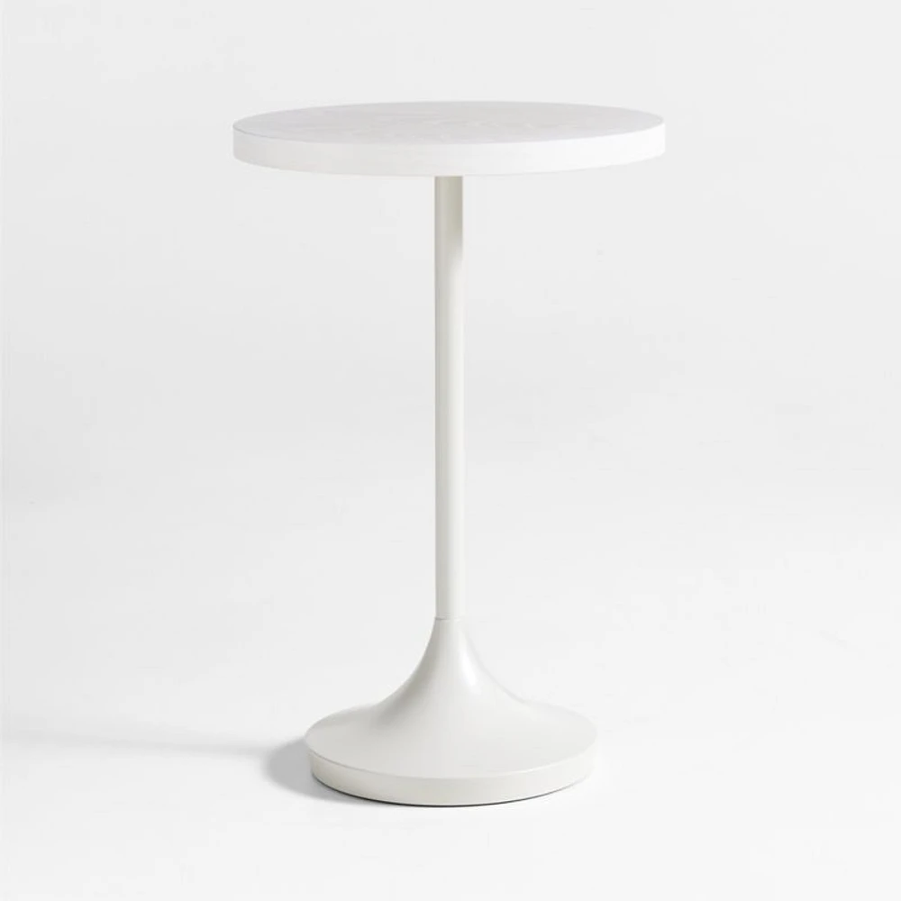 Emme White Wood Round Pedestal Nursery Side Table