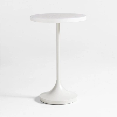 Emme White Wood Round Pedestal Nursery Side Table