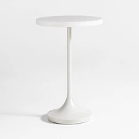 Emme White Wood Round Pedestal Nursery Side Table