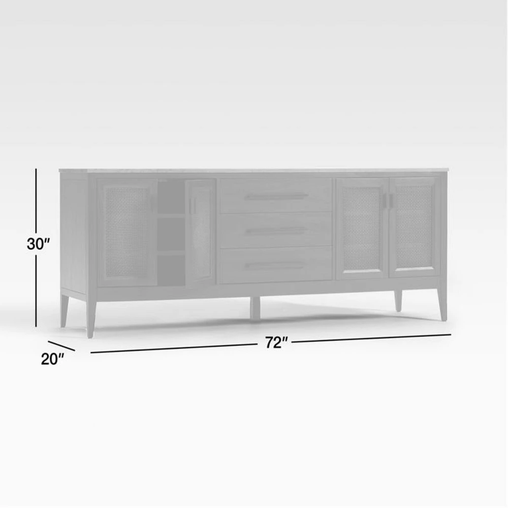 Enzo 72" Black Storage Media Console with Marble Top