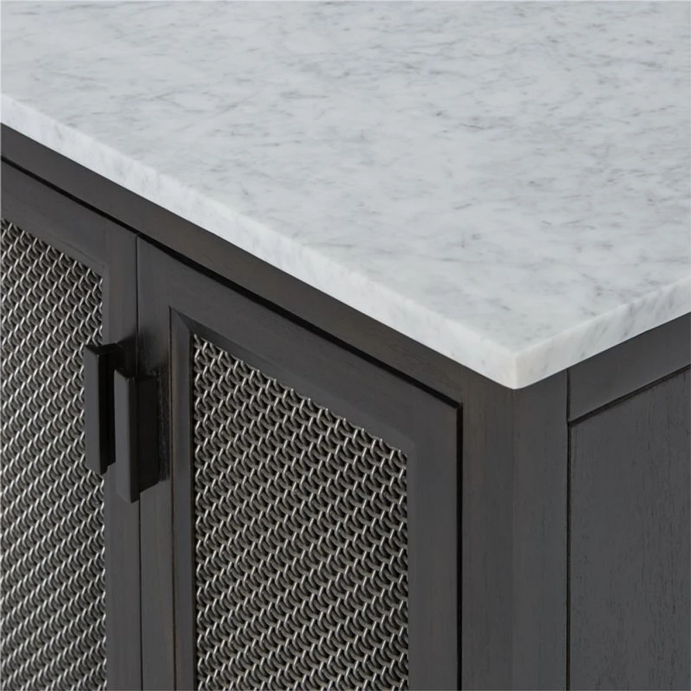 Enzo 72" Black Storage Media Console with Marble Top