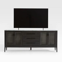 Enzo 72" Black Storage Media Console with Marble Top